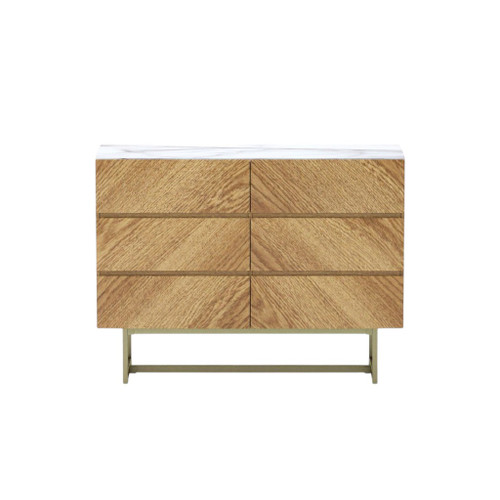 47" Brown Solid and Manufactured Wood Six Drawer Dresser