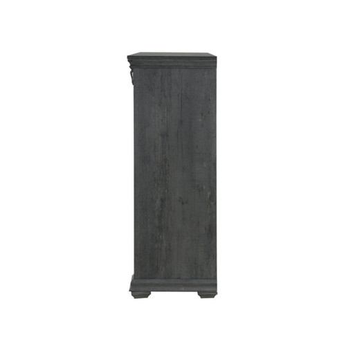 38" Gray Wood Five Drawer Dresser