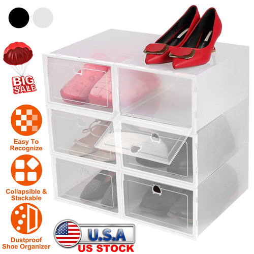 6Pcs Collapsible Shoe Box Stackable Shoe 