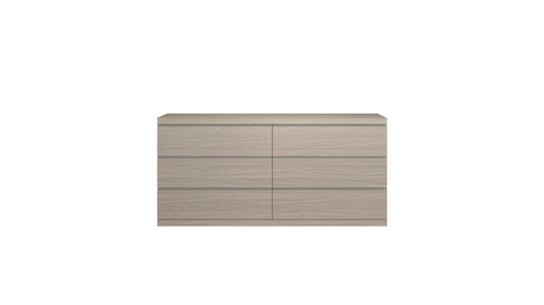 63" Oak Wood Six Drawer Double Dresser