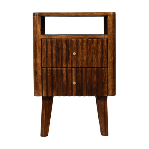 24" Brown Solid Wood One Drawer Nightstand
