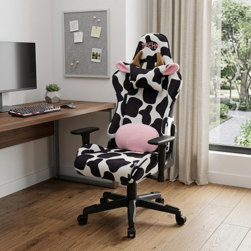Black Adjustable Height Swivel Rolling Gaming Chair