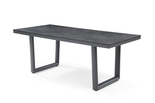 79" Dark Gray Ceramic Steel and Aluminum Outdoor Dining Table