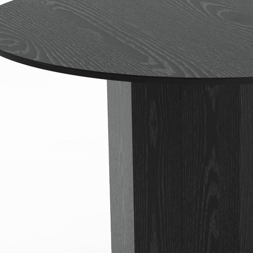 52" Black Solid Wood Pedestal Base Round Top Dining Table