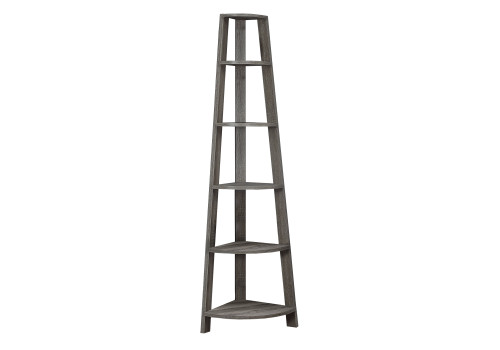 Homeroots Office 15.5" x 22.5" x 71.25" Dark Taupe Particle Board Bookshelf