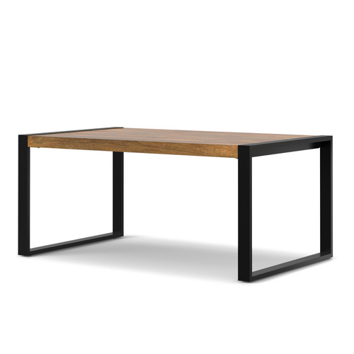 66" Natural and Black Solid Wood and Iron Frame Base Dining Table