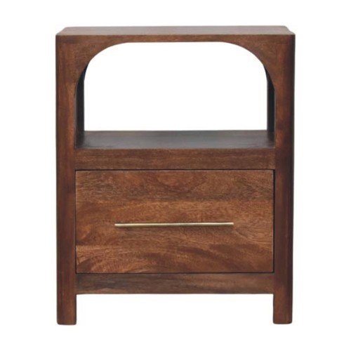 22" Brown Solid Wood Two Drawer Nightstand