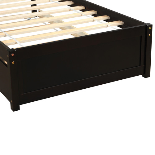Espresso Wood Twin Bed Frame With Trundle