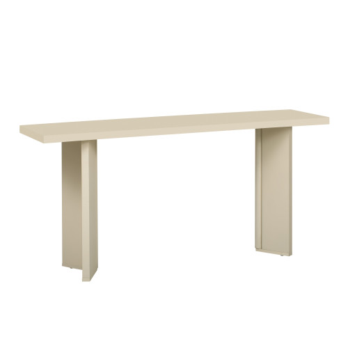 63" Beige and White Wood Two Leg Console Table