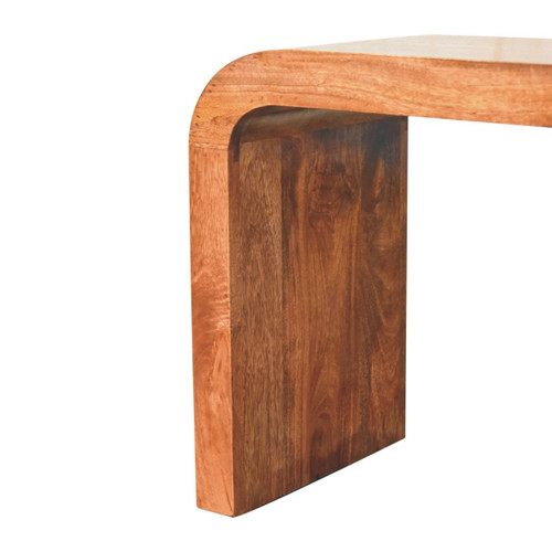 28" Natural Solid Wood Abstract Coffee Table