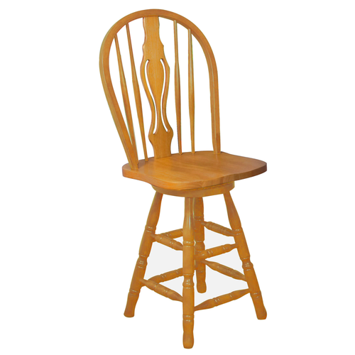 Sunset Trading Oak Selections 24" Keyhole Windsor Barstool | Counter Height Stool | Light Oak 