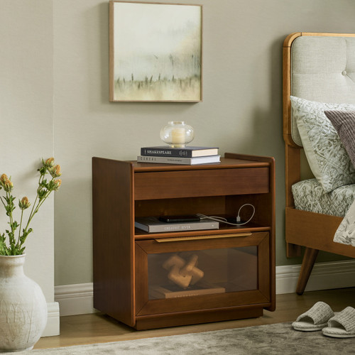 24" Brown Wood Accent Cabinet