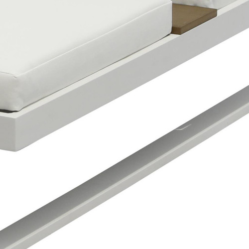 Set of Two White Aluminum Four Position Adjustable Outdoor Chaise Lounges with White Cushion