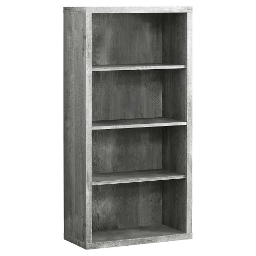 Homeroots Office Adjustable Shelves Bookshelf, Grey, Particle Board, 11.75" x 23.75" x 47.5"