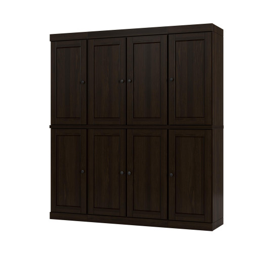 72" Espresso Solid Wood 8 Two Drawer Pantry Or Storage Closet