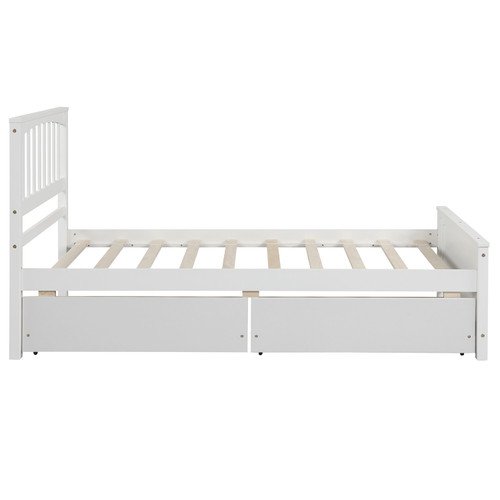 White Wood Twin Bed Frame With Drawers