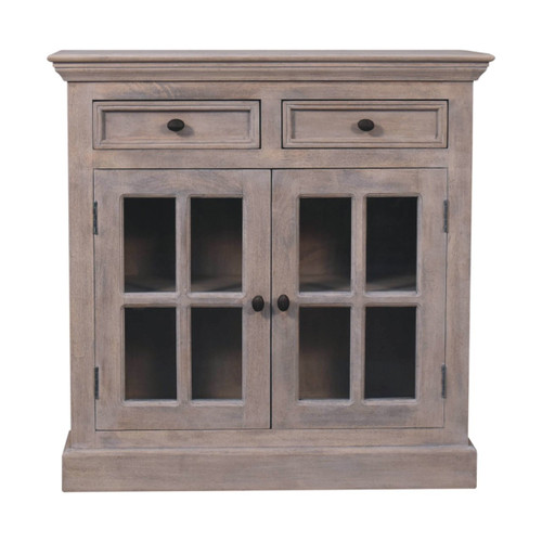 35" Brown Solid Wood Accent Cabinet With Two Doors And Two Drawers