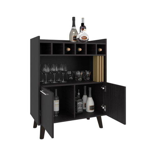Vance 40" High Bar Cabinet with Six Bottle Cubbies, Two Double Door Cabients
