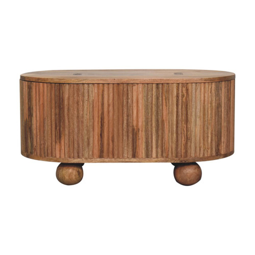 32" Brown Solid Wood Round Solid Coffee Table With Drawer