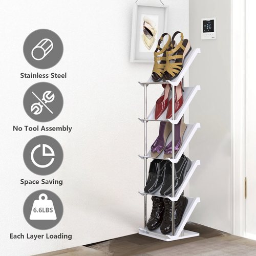 8 Tier Vertical Shoe Rack Narrow Free Standing Storage Organizer