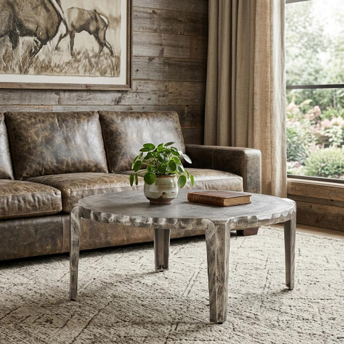 38" Silver Iron Round Coffee Table