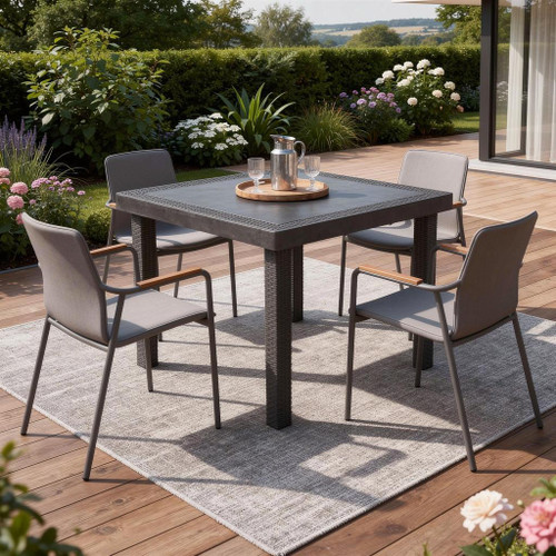 31" Espresso Heavy Duty Plastic Square Outdoor Dining Table with Umbrella Hole