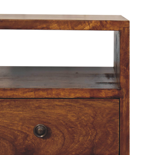 20" Brown Solid Wood Square Two Drawer Nightstand