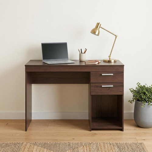 48" Espresso Wood Writing Desk With Two Drawers