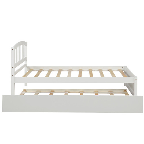 White Wood Twin Bed Frame With Trundle