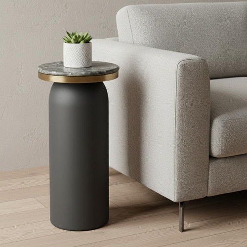 24" Black Wood End Table