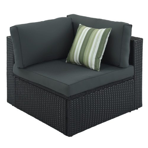 Two Piece Outdoor Gray Wicker Sectional Seating Group with Gray Cushions