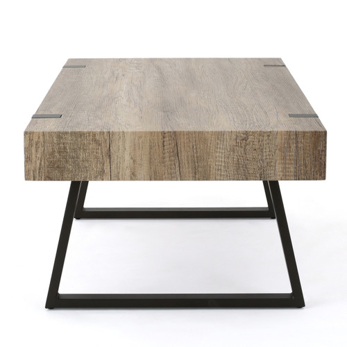 43" Gray and Black Wood Cross Legs Coffee Table