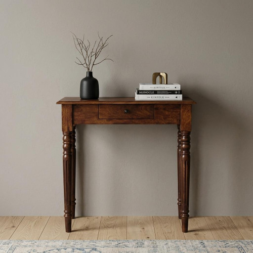 28" Chestnut Solid Wood Console Table With Drawer