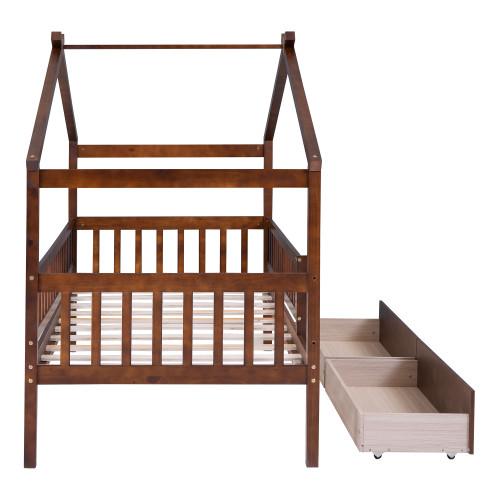 Walnut Wood Twin Bed Frame