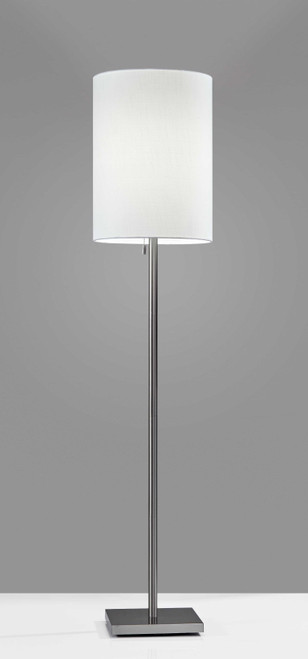 61" Silver Metal Floor Lamp With Fabric Shade