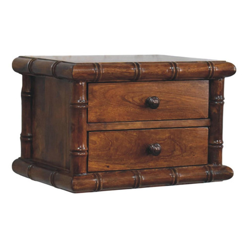 17" Brown Solid Wood One Drawer Floating Nightstand