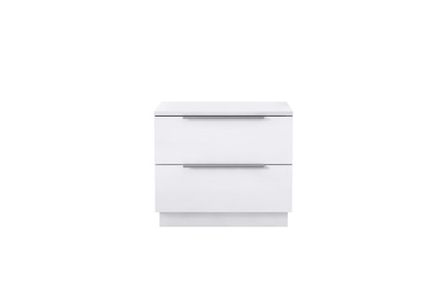 20" White Wood Two Drawer Nightstand
