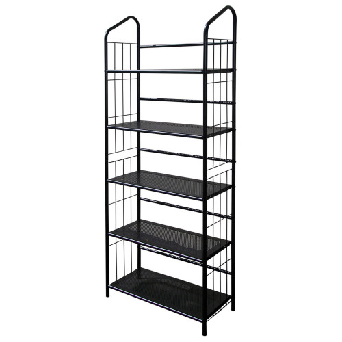 Homeroots Office Black 5 Tier Metal Standing Book Shelf
