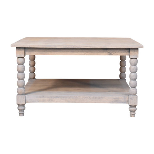 32" Brown Solid Wood Square Coffee Table With Drawer