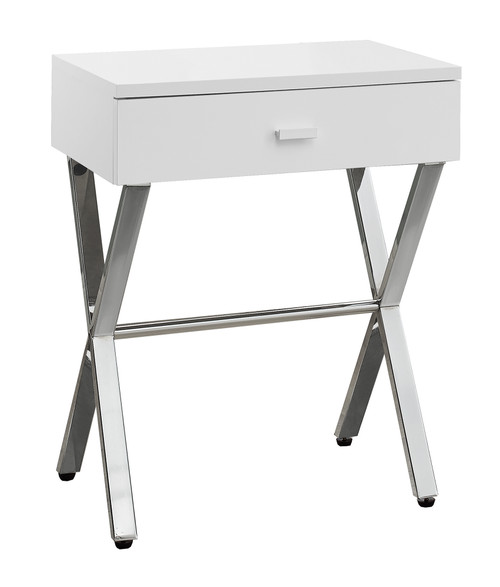 Homeroots 12" x 18.25" x 22.25" White Finish and Chrome Metal Accent Table