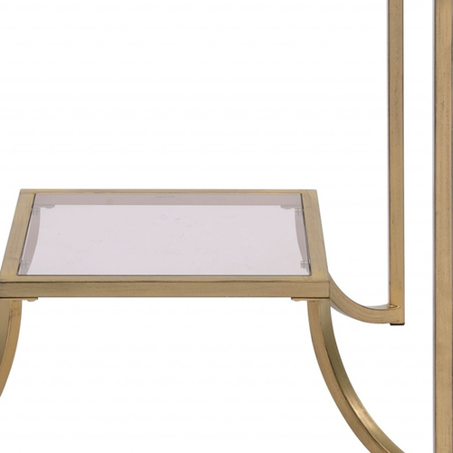 24" Gold And Clear Glass End Table