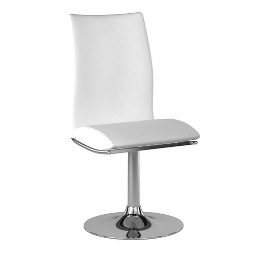 Set of Two White and Silver Upholstered Faux Leather Dining Side Chairs