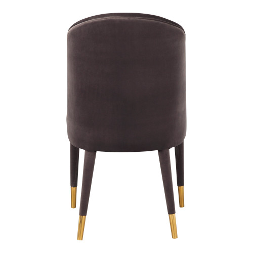Set of Two Gray Black and Gold Velvet Dining Side Chairs