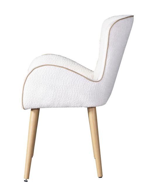 Set of Two Beige and Oak Fabric Dining Side Chairs