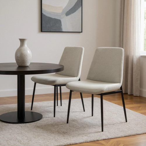 Set of Two Natural and Black Solid Wood Dining Parsons Chairs