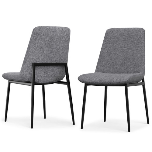 Set of Two Gray and Black Solid Wood Dining Parsons Chairs