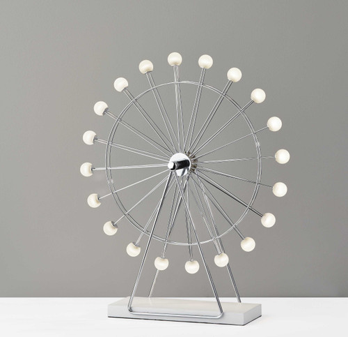 Homeroots Lighting Chrome Ferris Wheel Large Table Lamp
