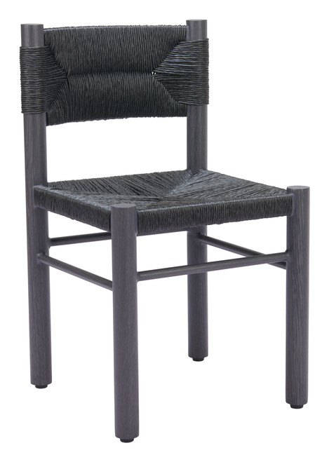 Set of Two Black Aluminum Open Back Dining Side Chairs
