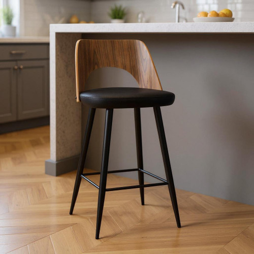 25" Black Wood Backless Counter Height Bar Chair