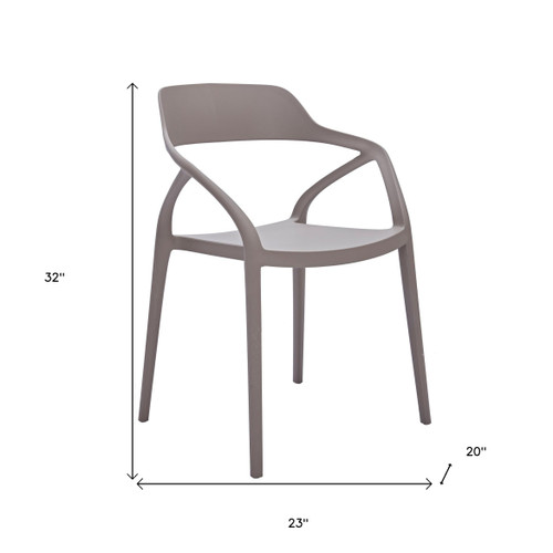 Set of Four Gray Heavy Duty Plastic Open Back Dining Arm Chairs